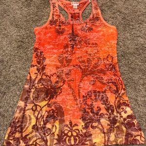 Orange Ombré Beachy Racerback Print Tank Top